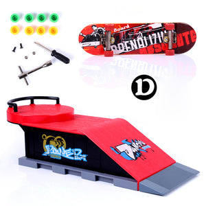 Red Fingerboard Skate Park Ramp With Parts